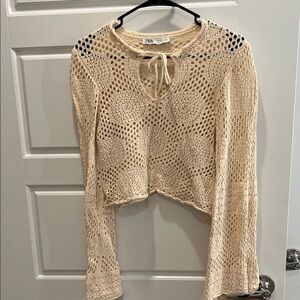 Zara Beige Crochet Top